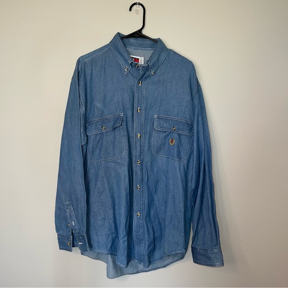 Vintage Tommy Hilfiger Light Blue Denim Shirt XL - Picture 1 of 6